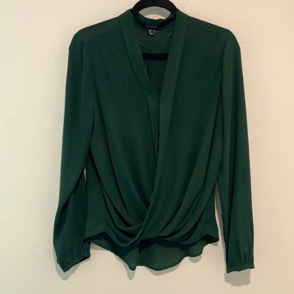 Atmosphere green drape-front blouse sz 10